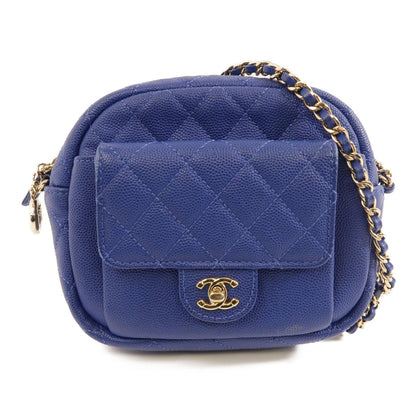 Chanel Caviar Quilted CC Day Camera Case Blue