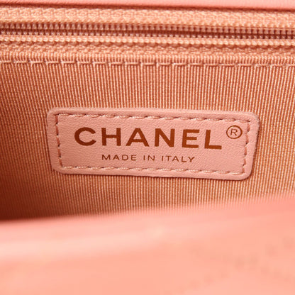 Chanel Pink Cowhide Leather Chain Shoulder Golden Shoulder Bag Powder Red Shoulder Bag Calfskin (cowhide)