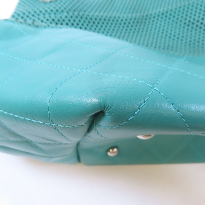 Chanel Green Diamond-shaped Sheepskin Leather Chain Shoulder Bag Silver Cross Shoulder Back