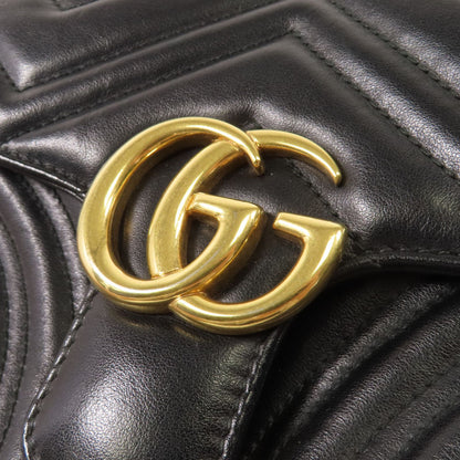Gucci Cowhide Leather Gg Marmont Mini Golden Cross Shoulder Bag Black Calfskin (cowhide) 446744