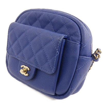 Chanel Caviar Quilted CC Day Camera Case Blue