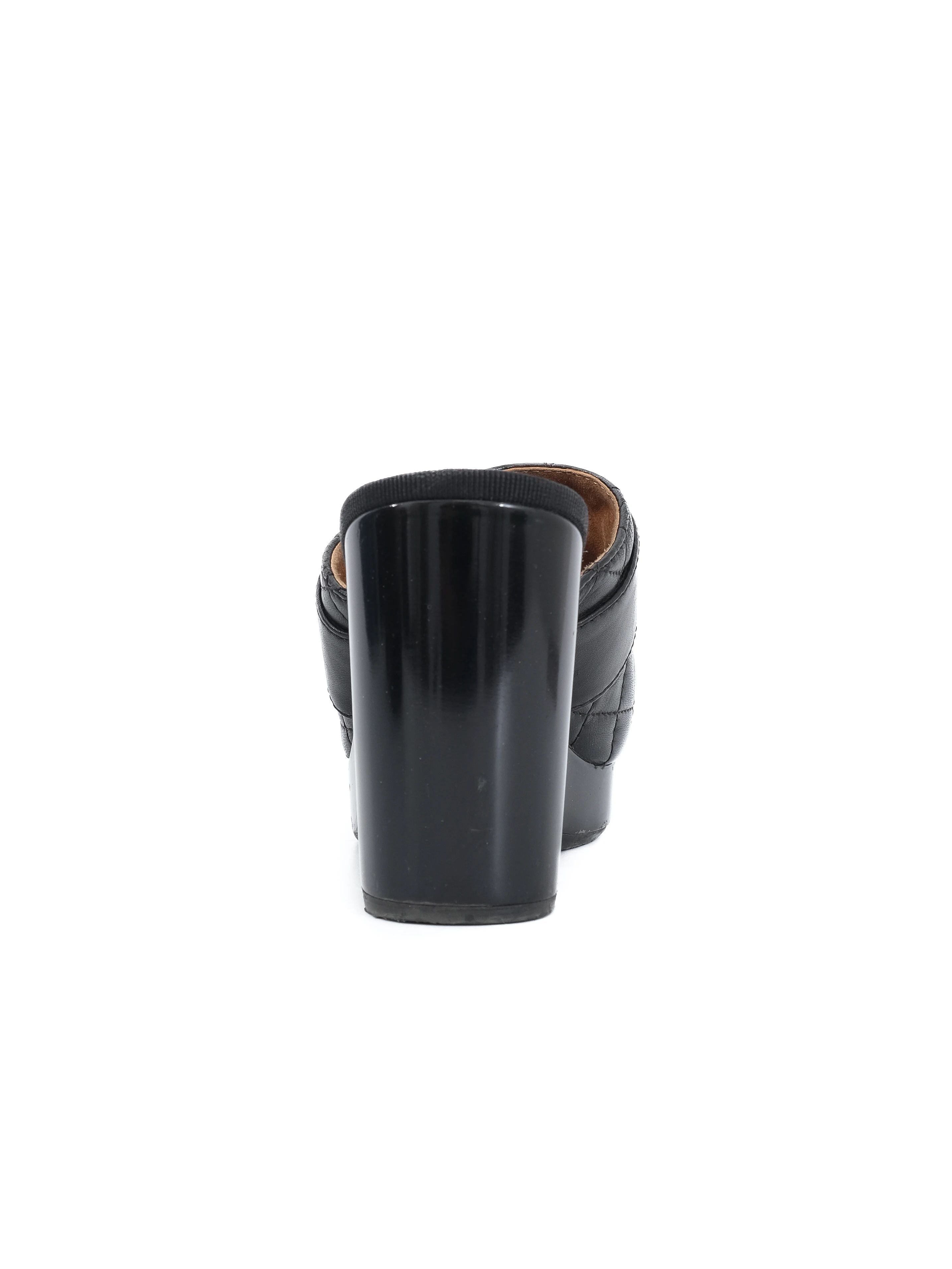 Excellent Chanel Black Leather High-Heeled Shoes Size 37