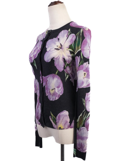 Excellent Dolce Gabbana Floral Silk Cardigan Women XS Combined Color