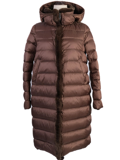 Excellent Weekend MaxMara Orange Long Padded Coat Hooded XS