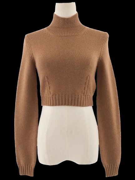 Perfect Fendi Orange Cashmere Cropped Turtleneck Sweater Size XS