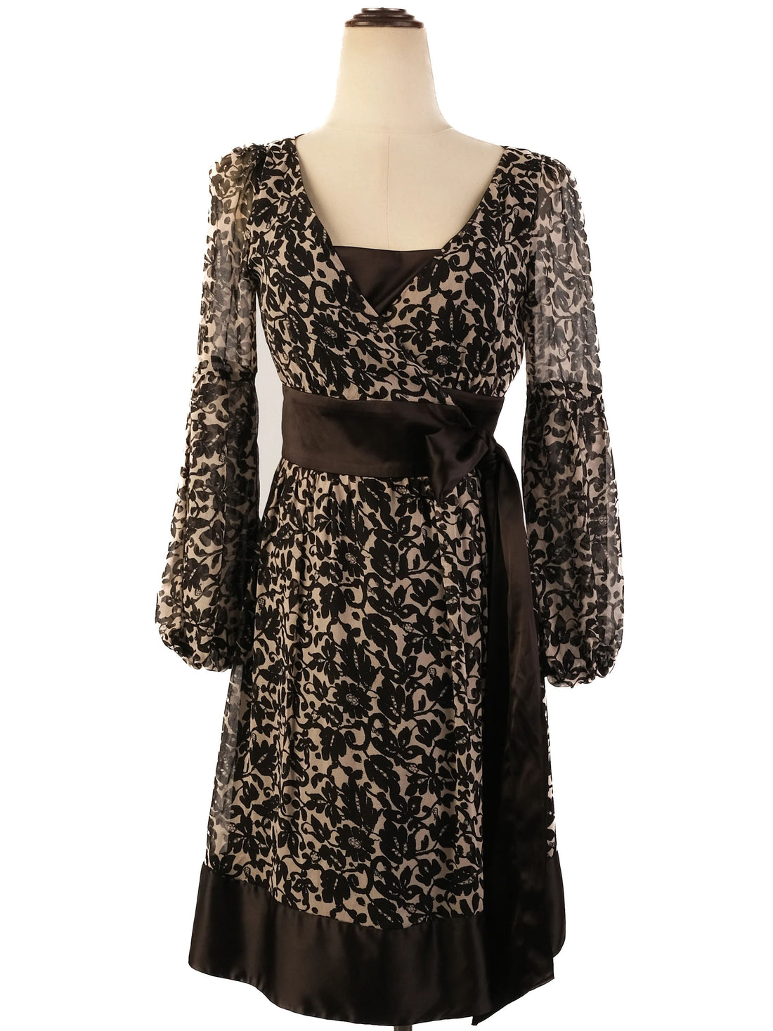 Excellent Diane von Furstenberg Silk Floral Lace Dress Size M