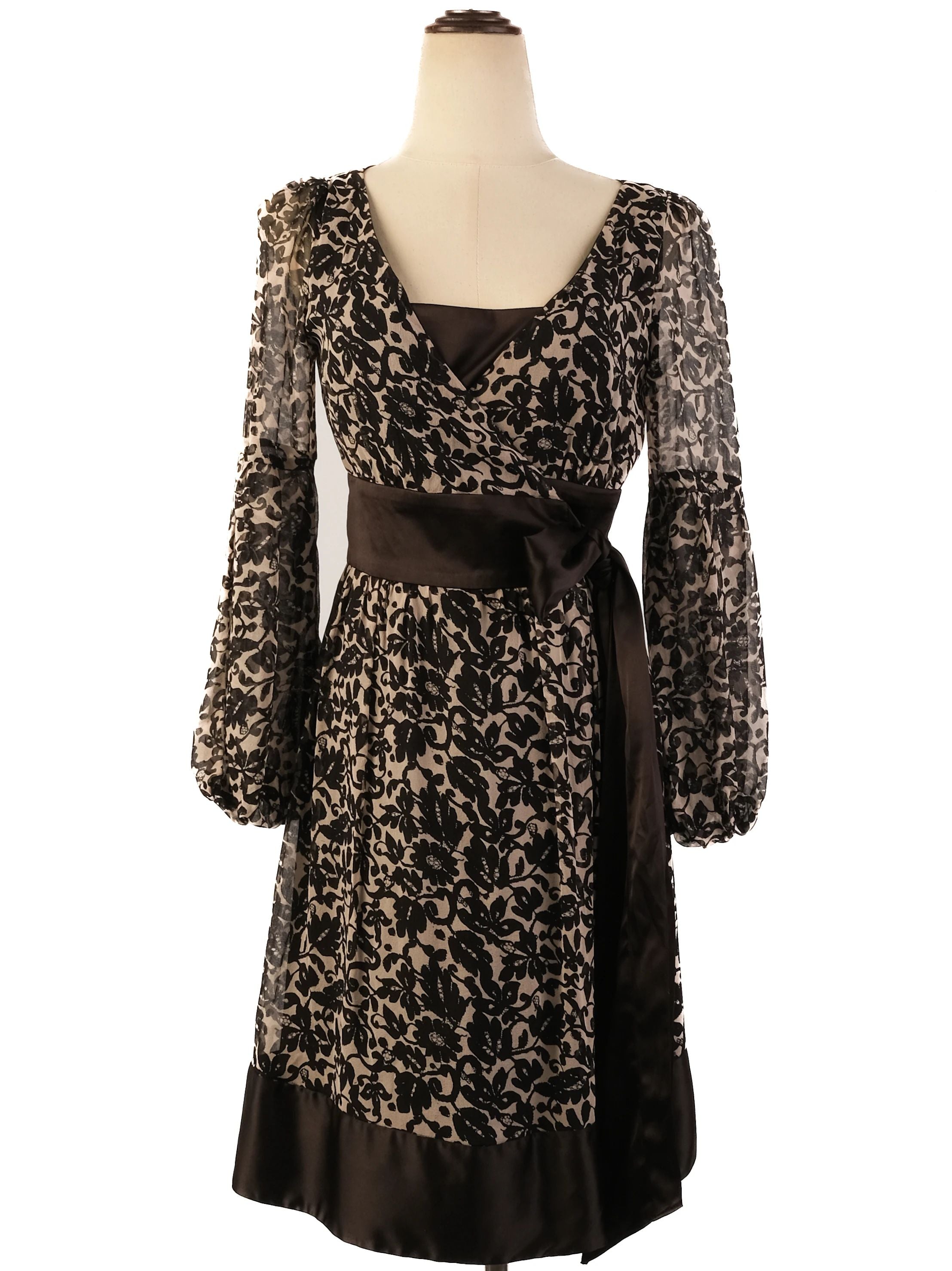 Excellent Diane von Furstenberg Silk Floral Lace Dress Size M