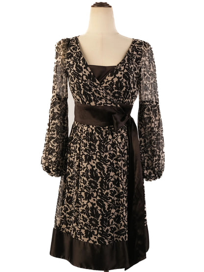 Excellent Diane von Furstenberg Silk Floral Lace Dress Size M