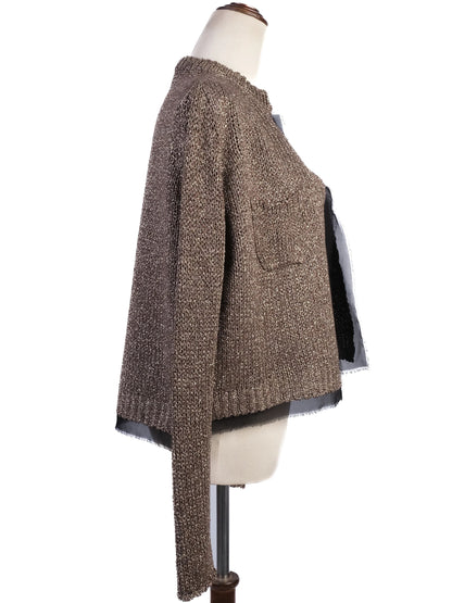 Excellent Nude Gray Viscose Knitted Jacket with Pockets Women&