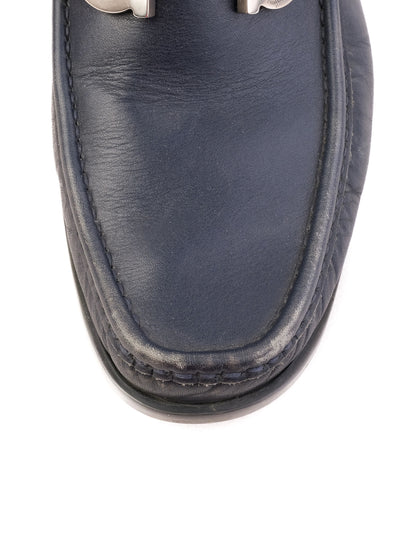 Excellent Salvatore Ferragamo Blue Leather Loafers Size 39.5