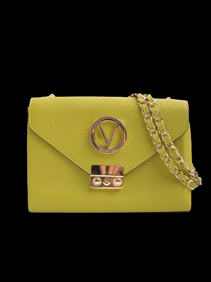 Excellent Mario Valentino Green Leather Handbag with Chain Strap