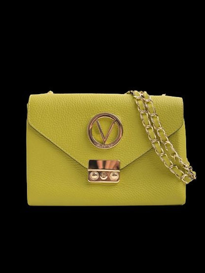 Excellent Mario Valentino Green Leather Handbag with Chain Strap