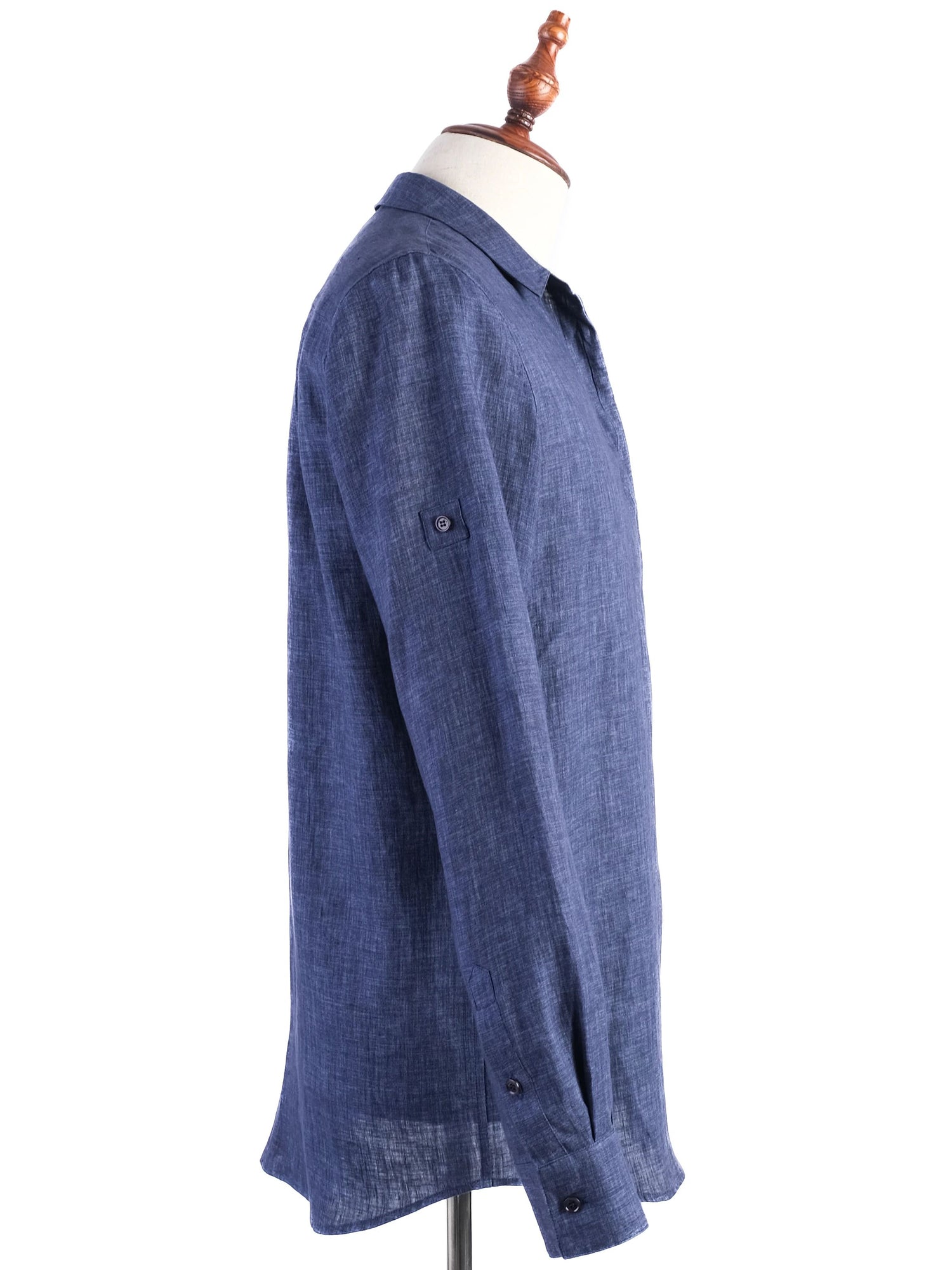 Excellent Loro Piana Blue Long Sleeve Button-Up Shirt Size M