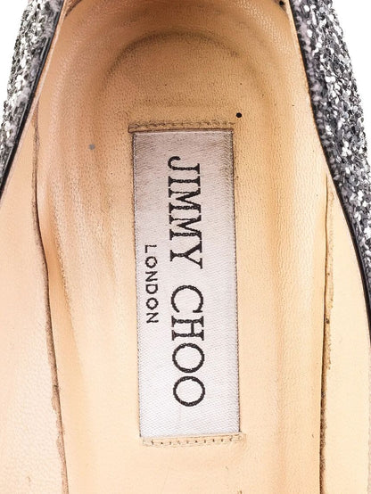 Excellent Jimmy Choo Gray Leather High-Heeled Shoes Size 36.5