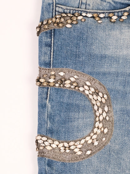 Excellent Roberto Cavalli Blue Jeans with Sequin Embellishments Size S