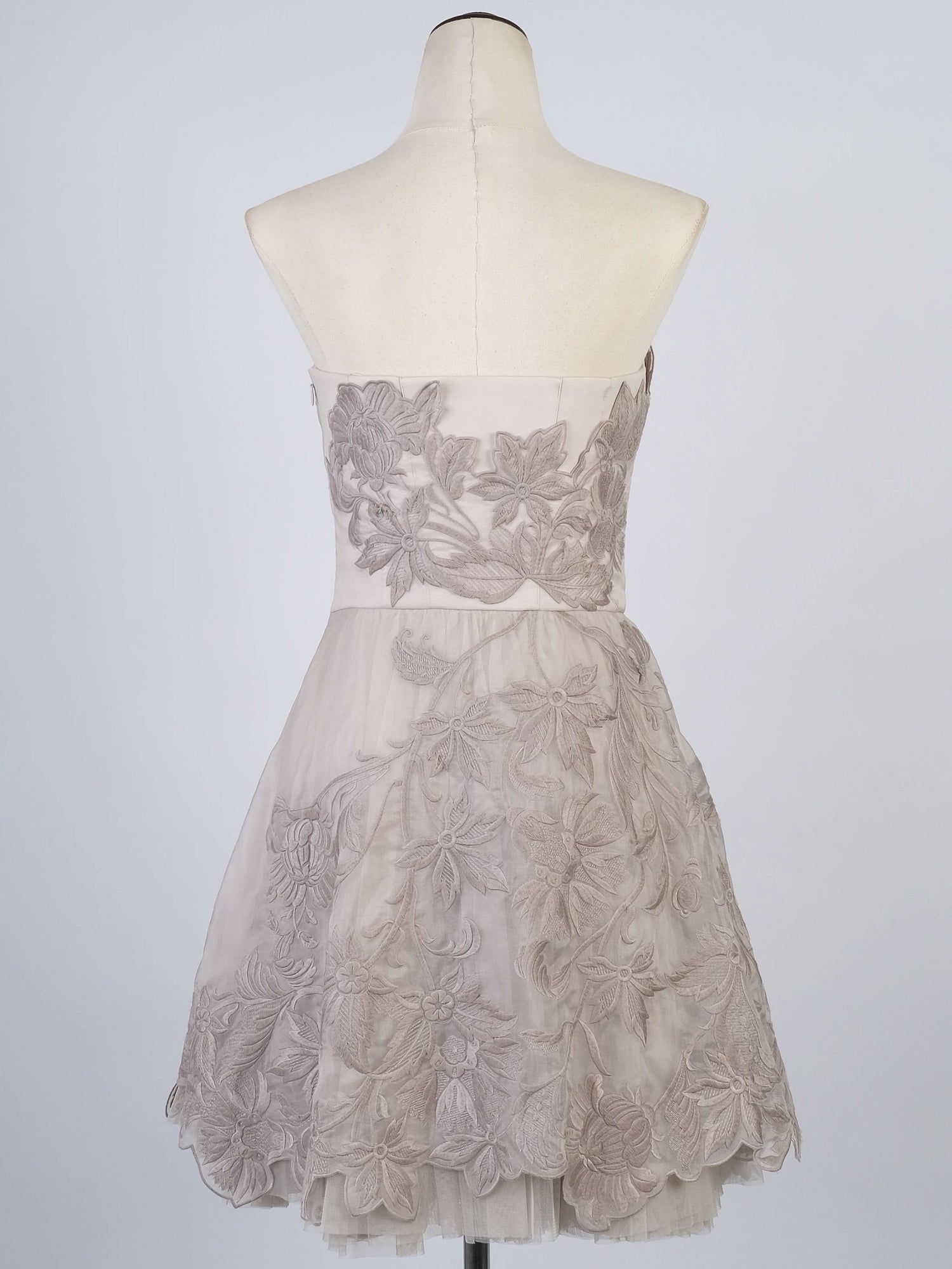 Perfect Karen Millen Gray Silk Strapless Dress Size M