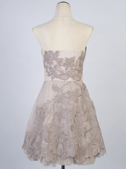 Perfect Karen Millen Gray Silk Strapless Dress Size M