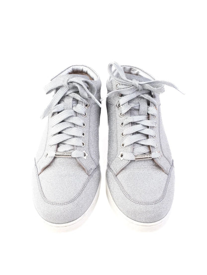Excellent Jimmy Choo Gray Leather Sneakers with White Sole
