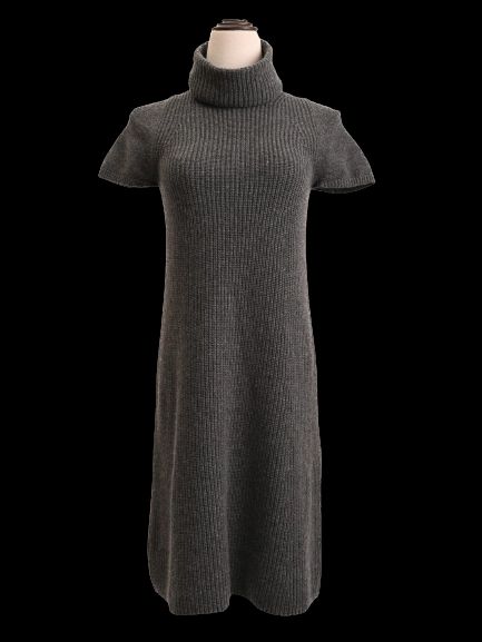 Loro Piana Gray Angora Wool Ribbed Knit Dress Size M