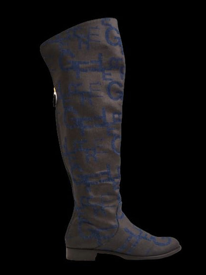 Excellent Gianfranco Ferrè Blue Over-the-Knee Boots with Unique Design
