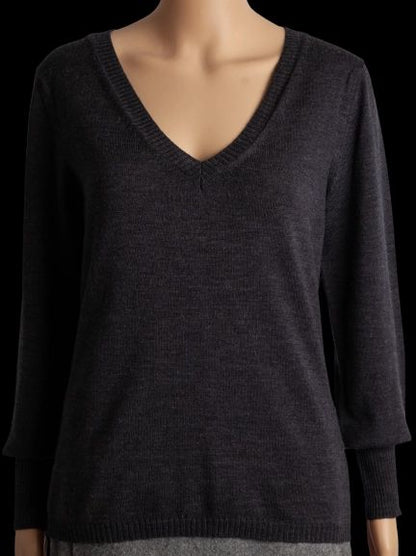 Good Max Mara Gray Cashmere V-Neck Sweater Size M for Women