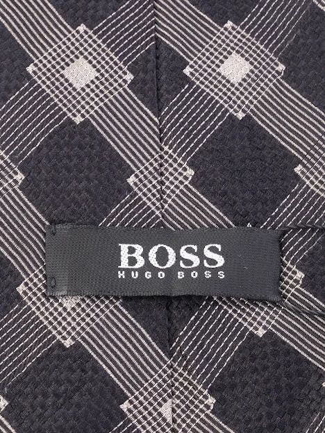 Hugo Boss Silk Geometric Patterned Necktie Excellent Condition