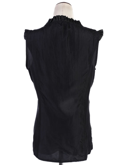 Excellent Emporio Armani Black Cotton Sleeveless Blouse Size M