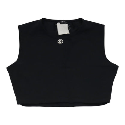 Chanel Tank Top Silk Black Cc Auth