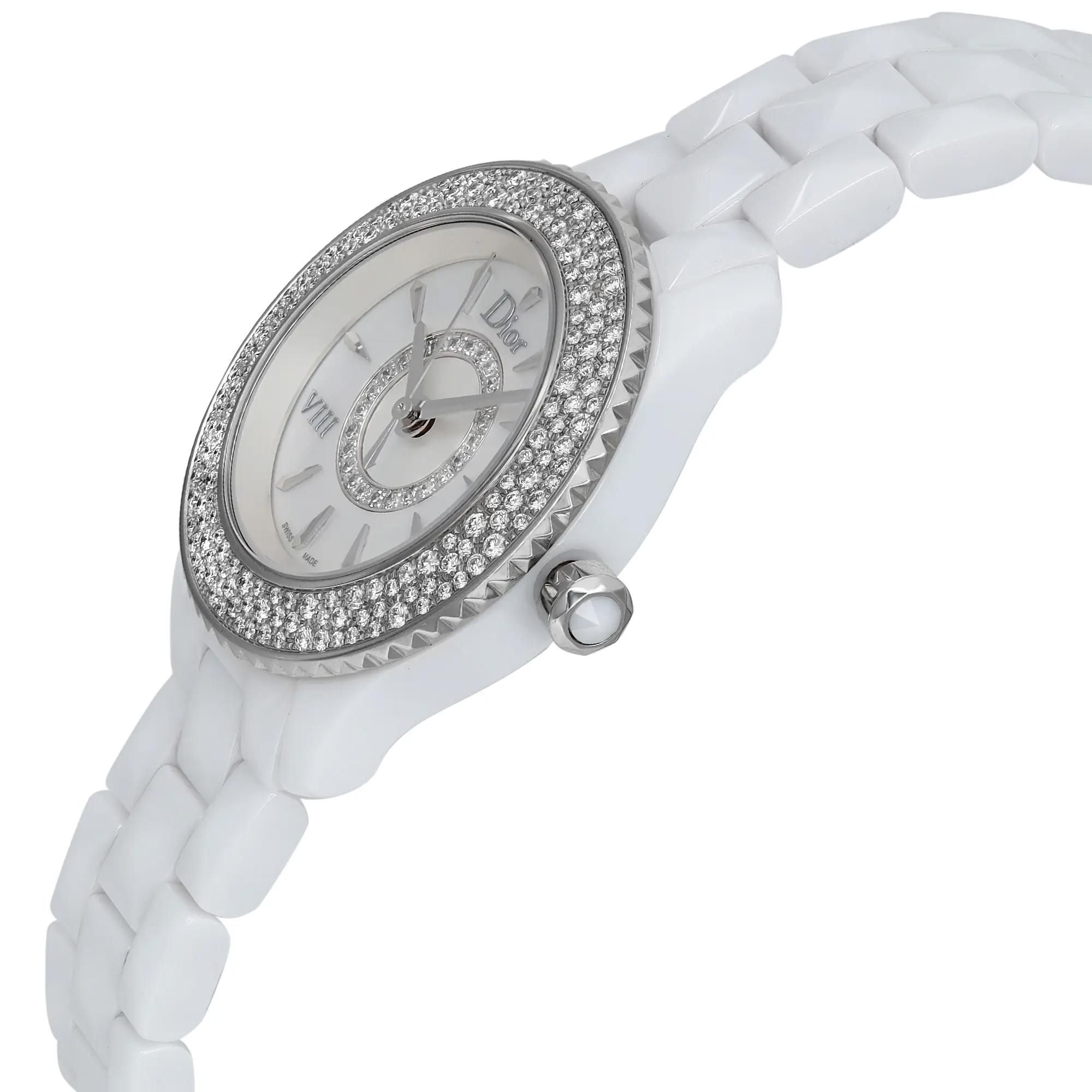 Christian Dior VIII Hi Tech Ceramic MOP Dial Quartz Ladies Watch CD1221E4C001