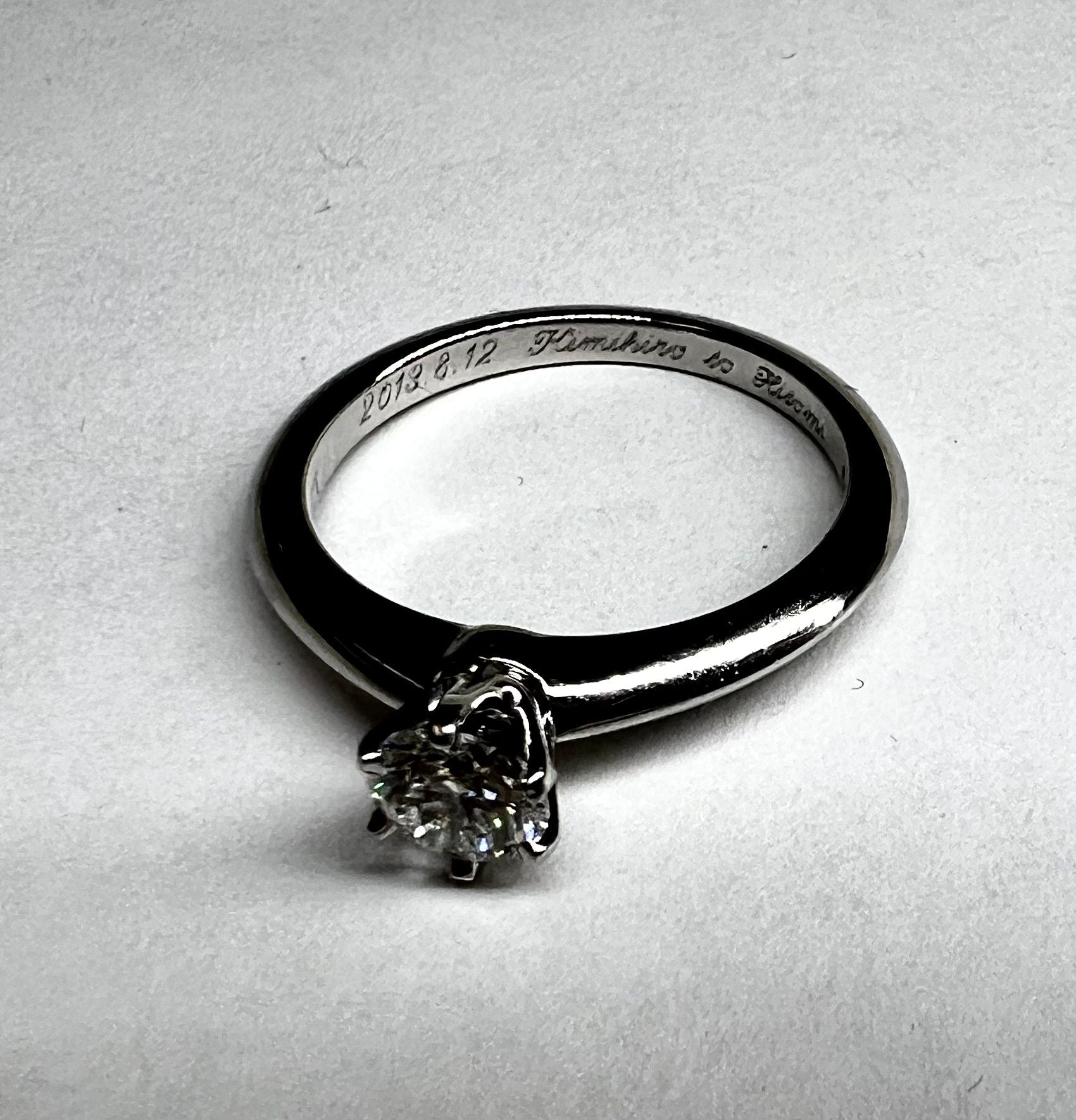 Tiffany &amp; Co. Solitaire Diamond Ring Pt950 4.6g 0.44