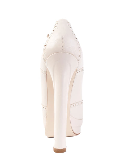 Perfect Bottega Veneta White Leather High-Heeled Shoes Size 38