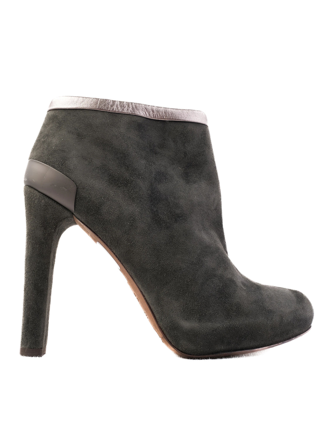 Excellent Fendi Gray Leather High-Heeled Ankle Boots Size 38