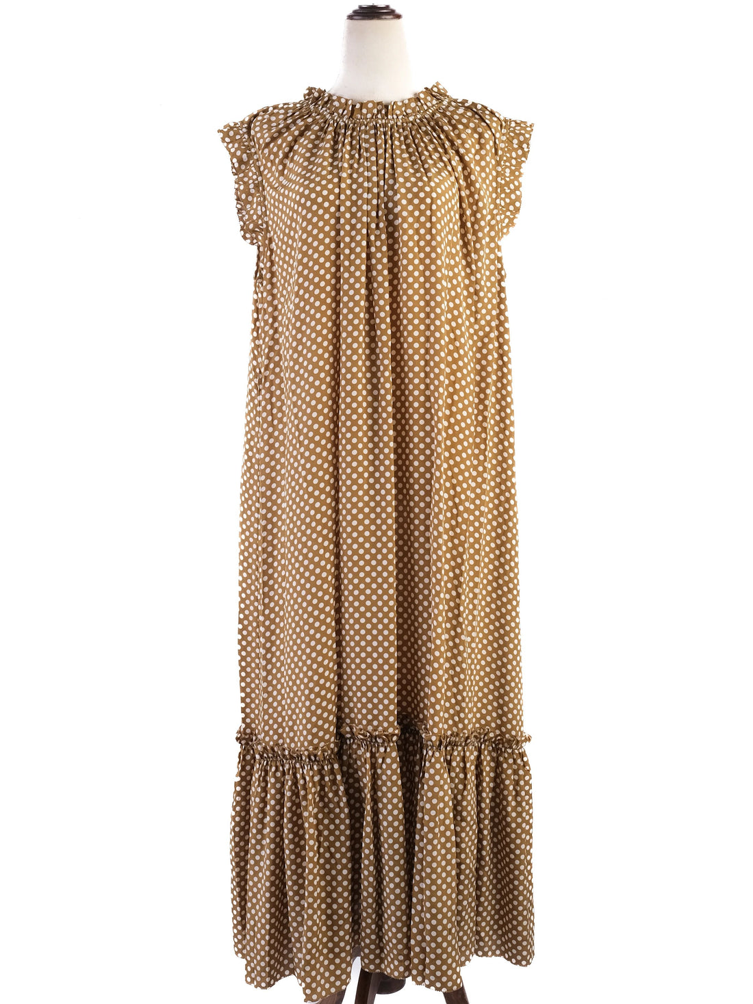 Excellent Zimmerman Ruffled Polka Dot Dress Brown Silk Size L