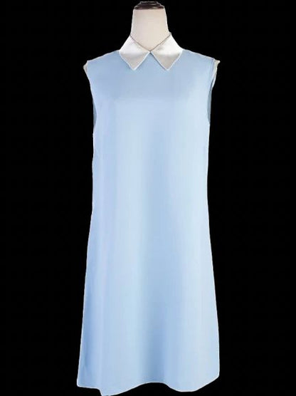 Excellent Miu Miu Blue Viscose Sleeveless Dress Size L with Collar