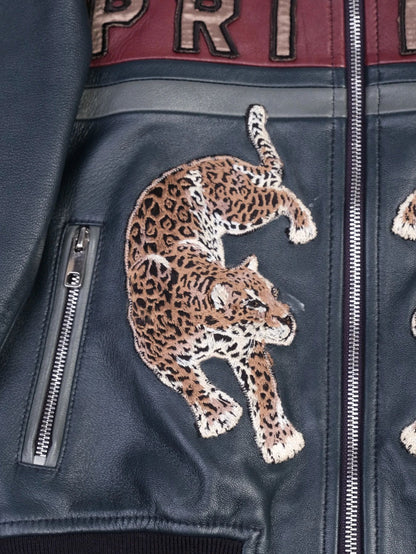Excellent Dolce Gabbana Leather Kids Jacket Size 5 - Embroidered Design