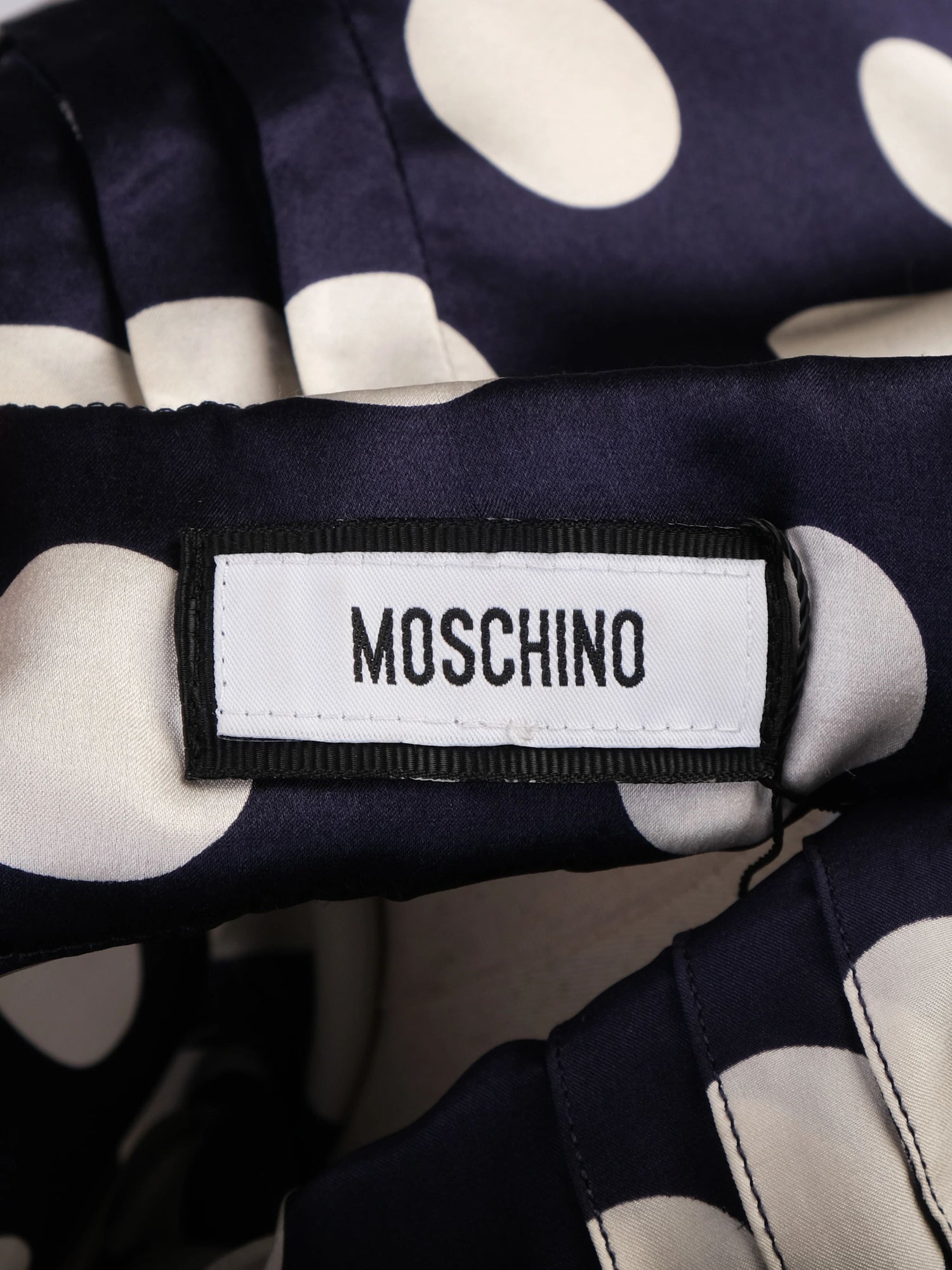 Excellent Moschino Silk Dress Navy White Polka Dots Size N/A