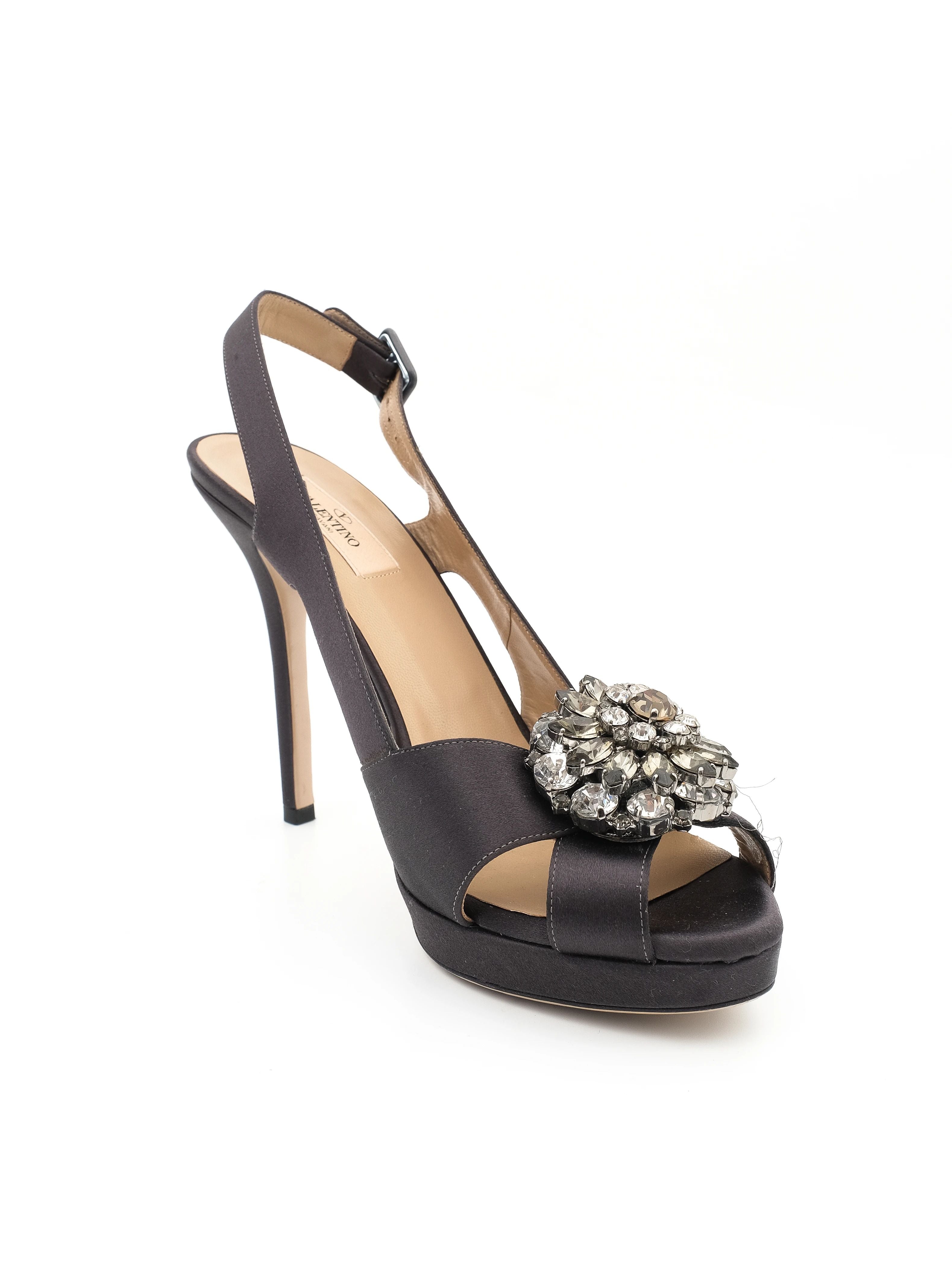 Excellent Valentino Black High-Heeled Slingback Shoes Size 40