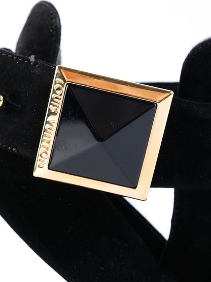 Excellent Louis Vuitton Black Leather High-Heeled Shoes Size 38.5