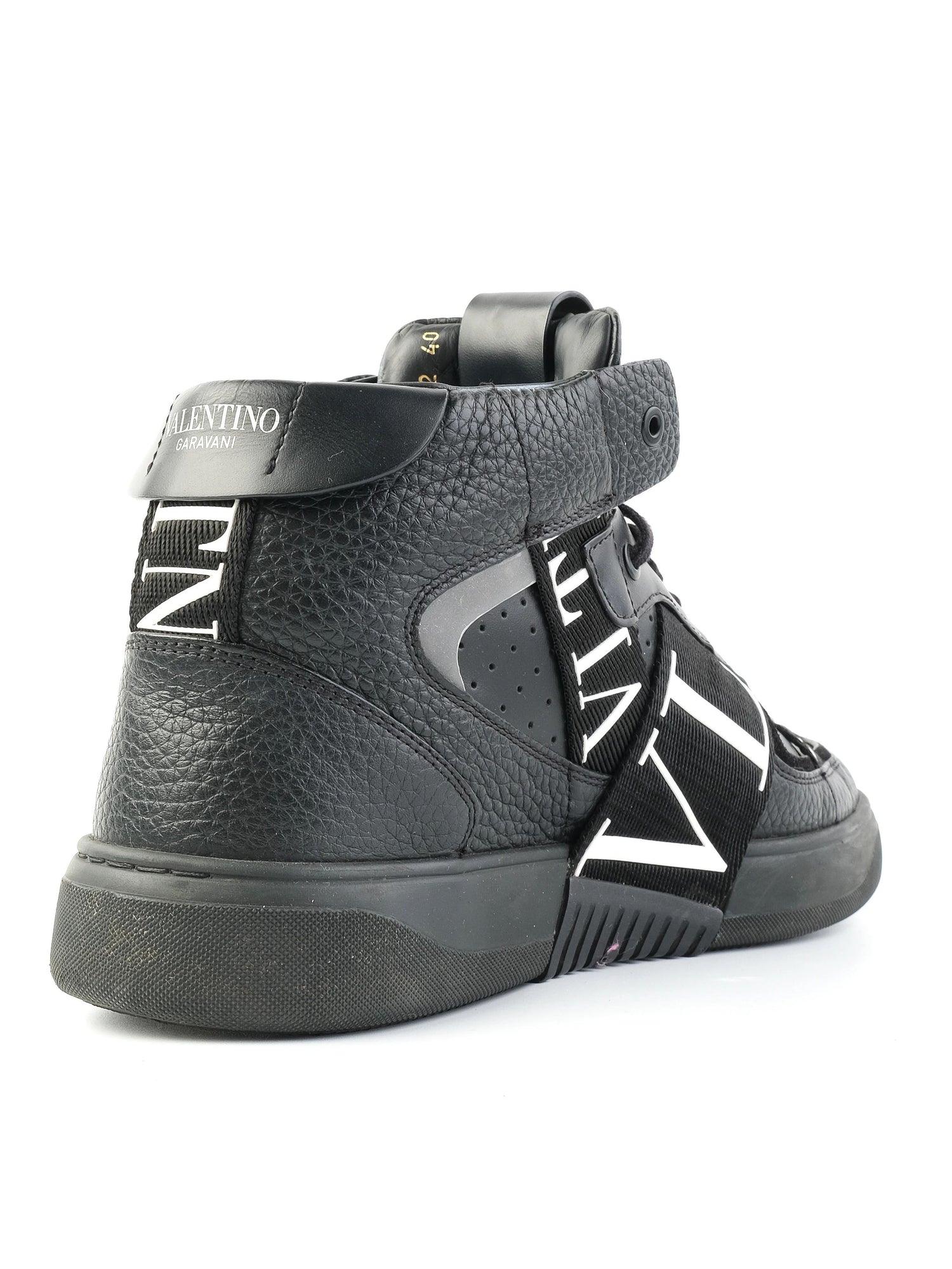 Excellent Valentino Black Leather High-Top Sneakers Size 40