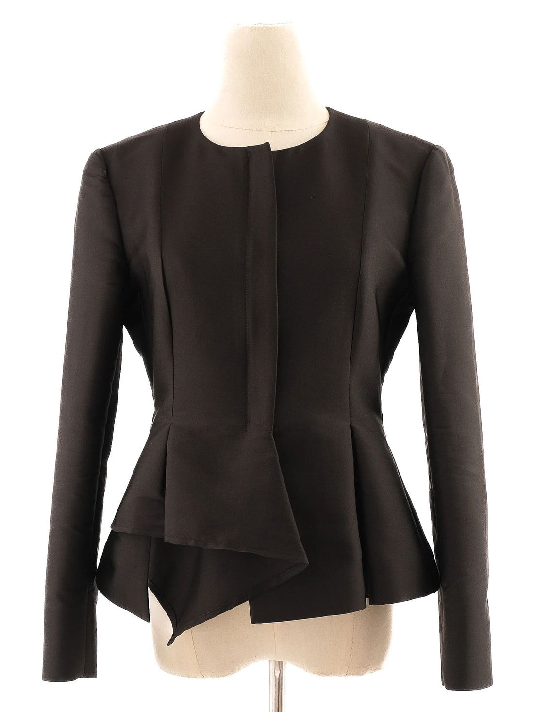 Excellent MaxCo Black Silk Peplum Jacket Size M Women&