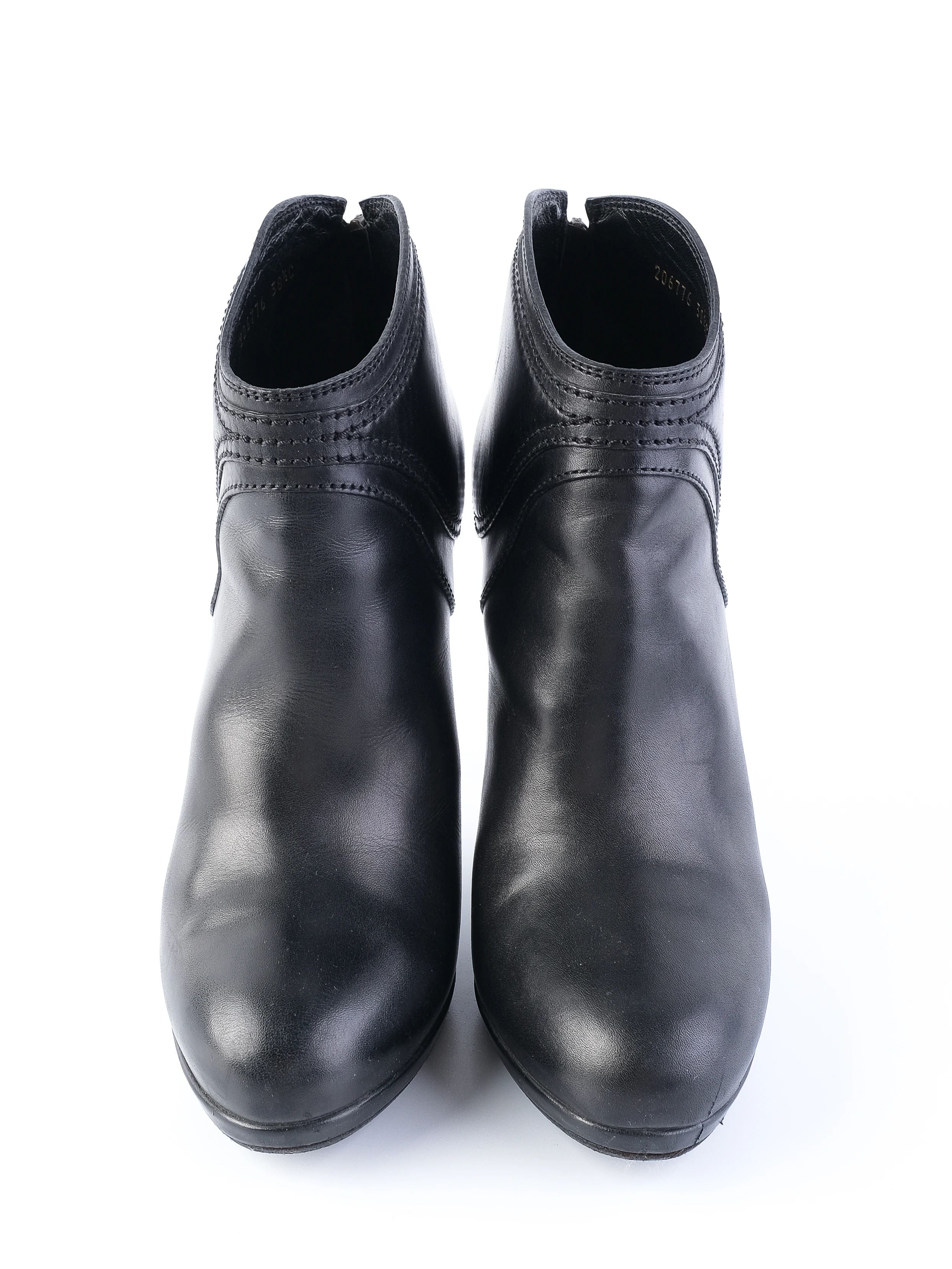 Excellent Gucci Black Leather High-Heeled Ankle Boots Size 38.5