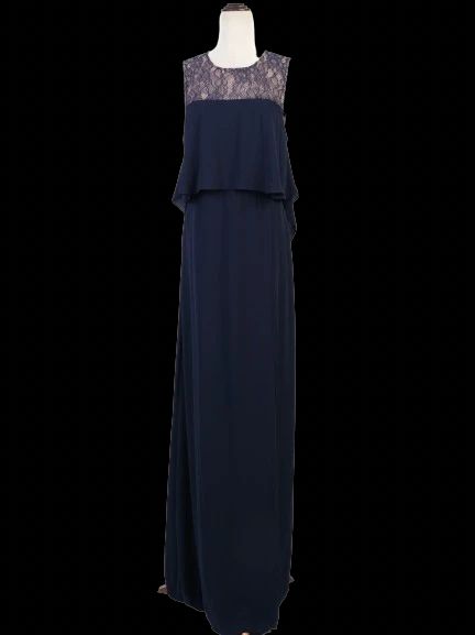 NEW BCBGMaxazria Blue Lace Overlay Sleeveless Gown Size M