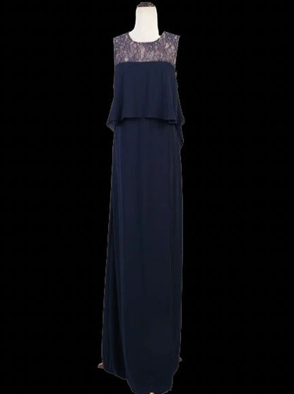 NEW BCBGMaxazria Blue Lace Overlay Sleeveless Gown Size M