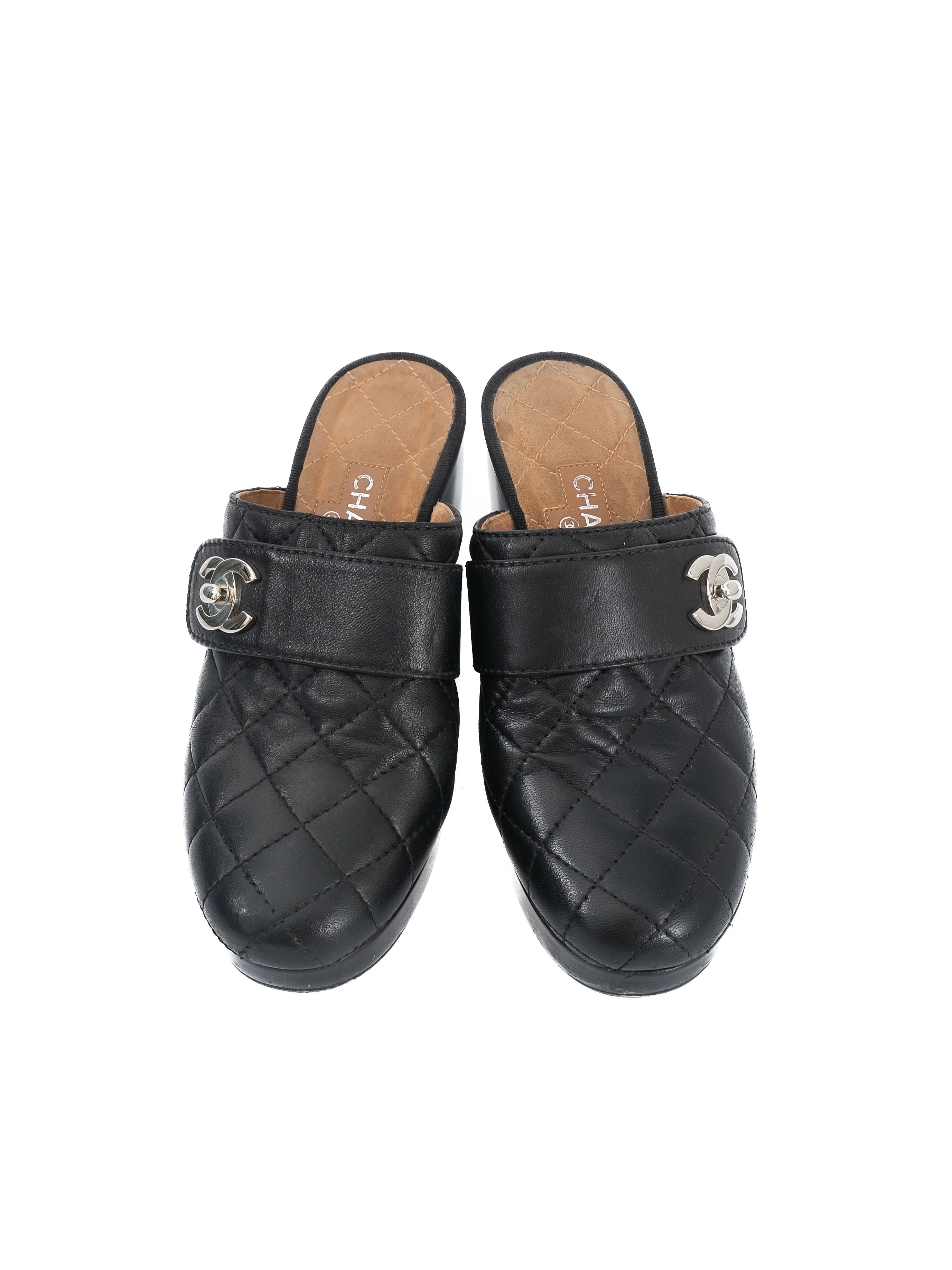 Excellent Chanel Black Leather High-Heeled Shoes Size 37