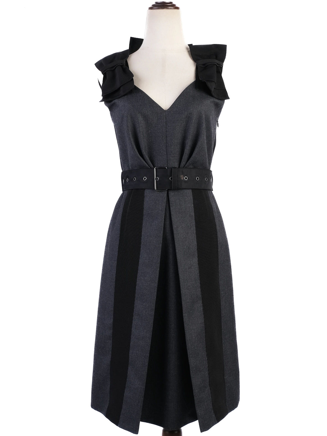 Excellent Prada Black Wool Sleeveless Dress Size S