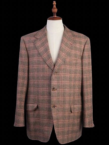 Excellent BRIONI Cashmere Plaid Blazer XL Combined Color
