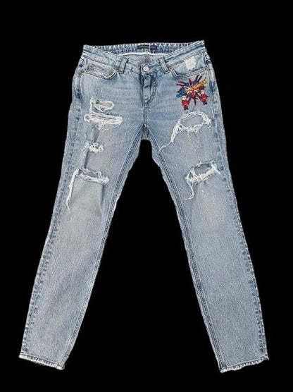 Excellent Dolce Gabbana Light Blue Distressed Jeans Size S