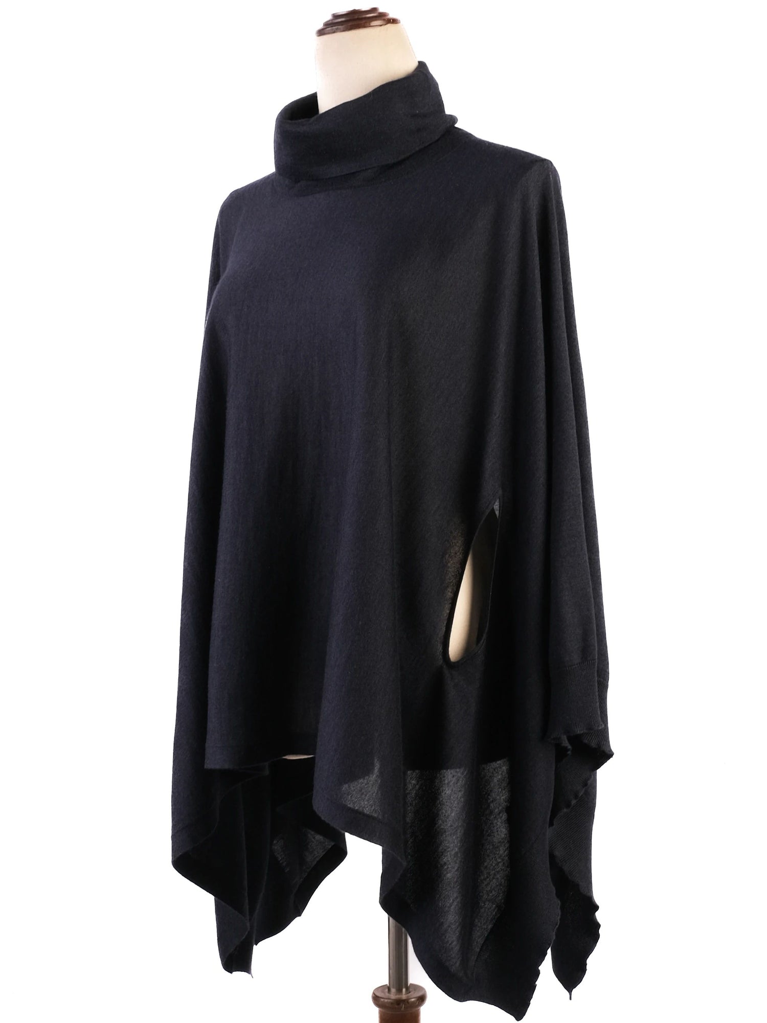 Excellent Brunello Cucinelli Blue Silk Poncho Turtleneck Size S