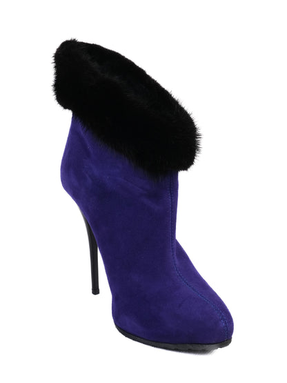 Perfect Giuseppe Zanotti Purple Leather High-Heeled Ankle Boots Size 37.5