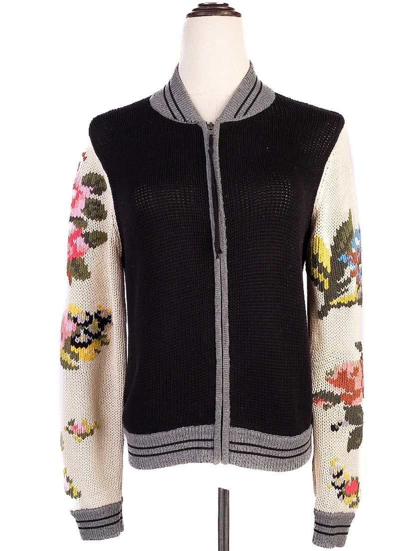 Excellent TWINSET Black Knitted Cardigan Natural Cotton Size M